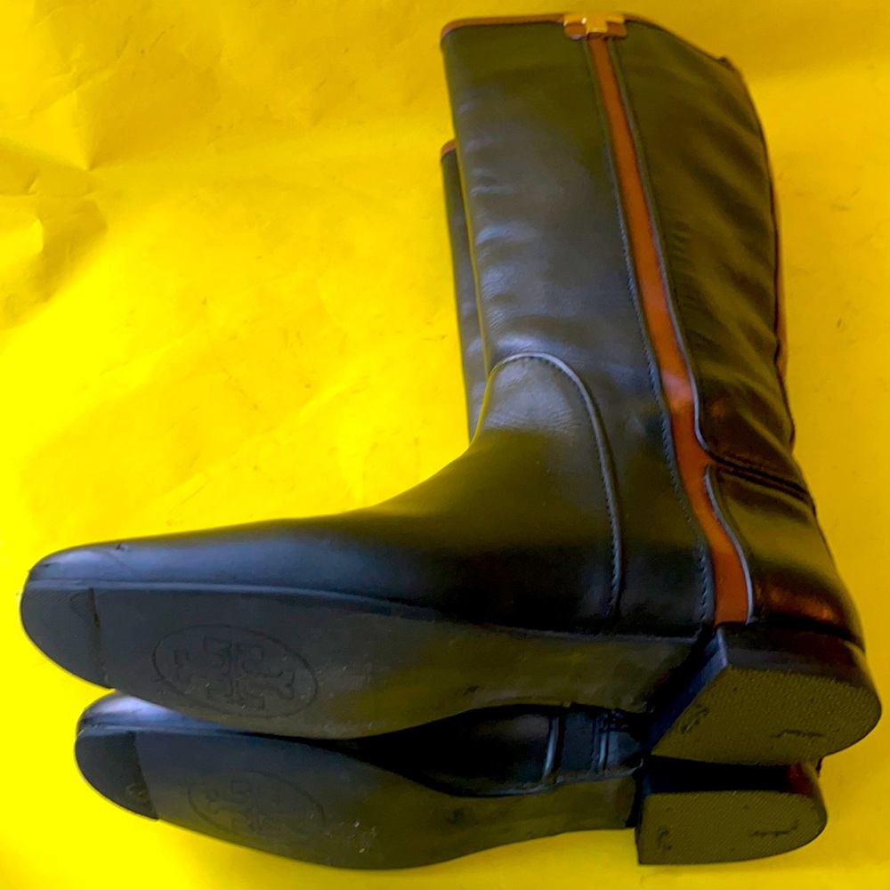 Black/brown Tory Burch leather riding boots - Picture 11 of 15